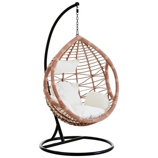 Photo of Gazit outdoor single hanging chair with cut out sides in natural