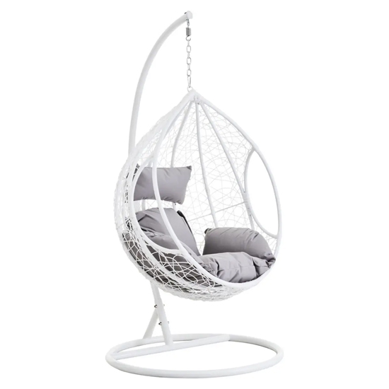 Product photograph of Gazit Outdoor Single Hanging Chair With Cut Out Sides In White from Furniture in Fashion