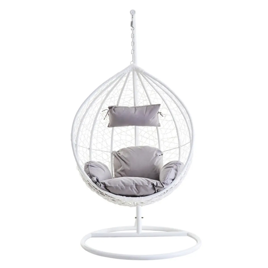 Gazit Outdoor Single Hanging Chair With Round Base In White