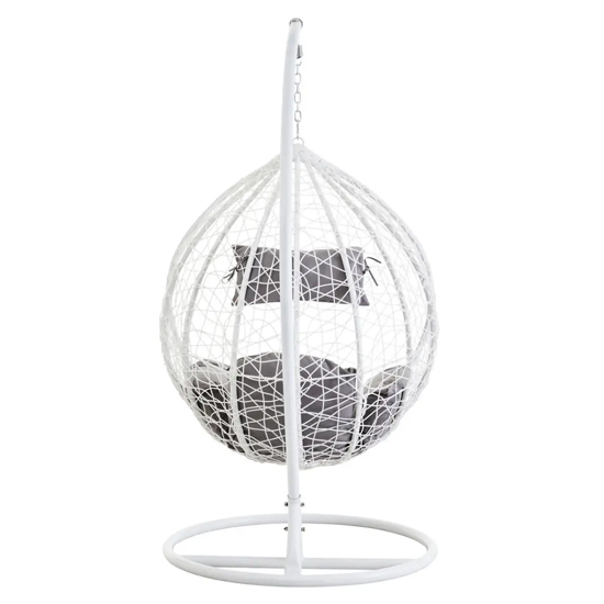 Gazit Outdoor Single Hanging Chair With Round Base In White