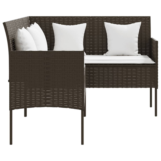 Gazit Poly Rattan L-Shaped Couch Sofa With Cushions In Brown