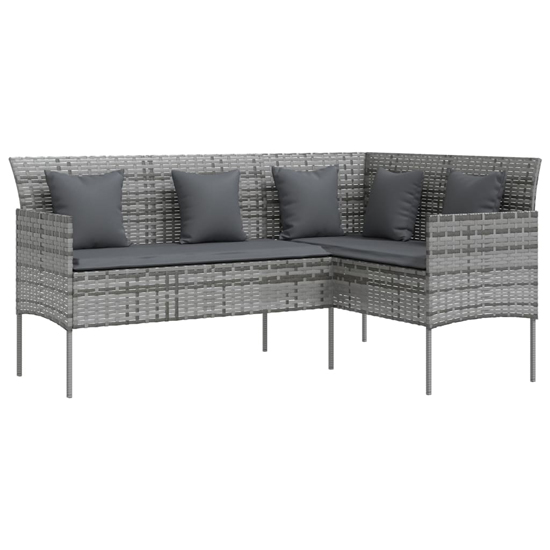 Gazit Poly Rattan L-Shaped Couch Sofa With Cushions In Grey