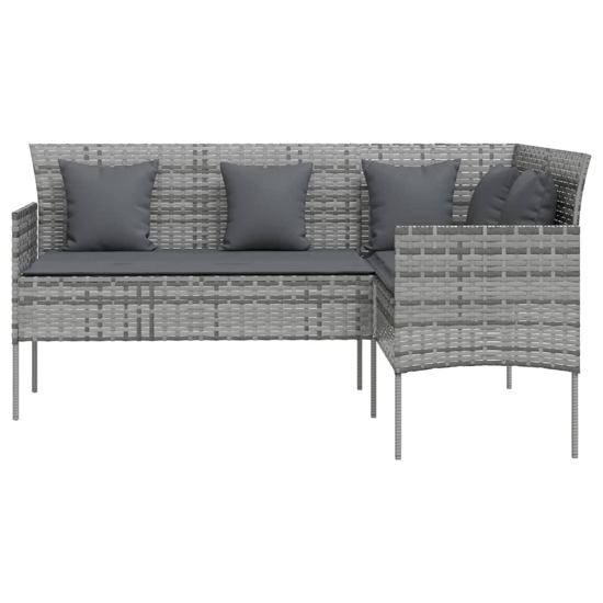 Gazit Poly Rattan L-Shaped Couch Sofa With Cushions In Grey