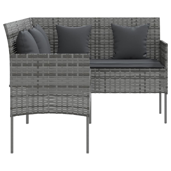 Gazit Poly Rattan L-Shaped Couch Sofa With Cushions In Grey