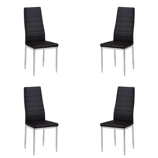 Photo of Gazit set of 4 faux leather dining chairs in black