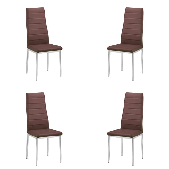 Gazit Set of 4 Faux Leather Dining Chairs In Brown