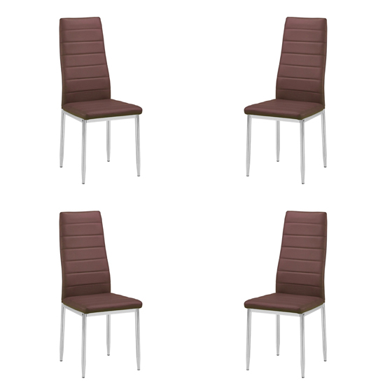 Read more about Gazit set of 4 faux leather dining chairs in brown