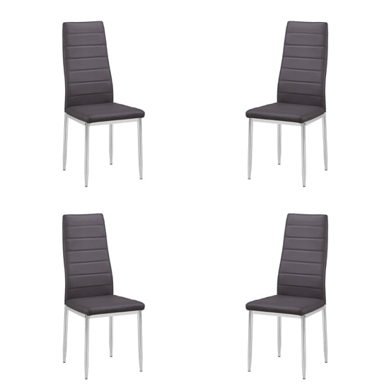 Gazit Set of 4 Faux Leather Dining Chairs In Grey