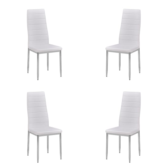 Product photograph of Gazit Set Of 4 Faux Leather Dining Chairs In White from Furniture in Fashion