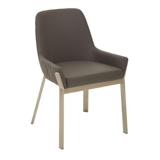 Gdynia Wooden Dining Chair With Silver Frame In Grey