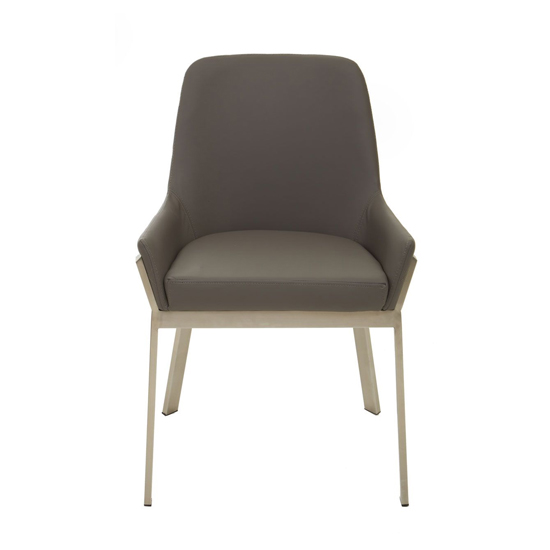 Gdynia Wooden Dining Chair With Silver Frame In Grey