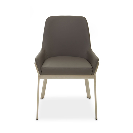 Gdynia Wooden Dining Chair With Silver Frame In Grey