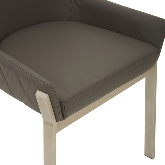 Gdynia Wooden Dining Chair With Silver Frame In Grey