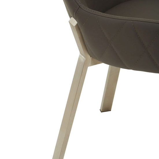 Gdynia Wooden Dining Chair With Silver Frame In Grey