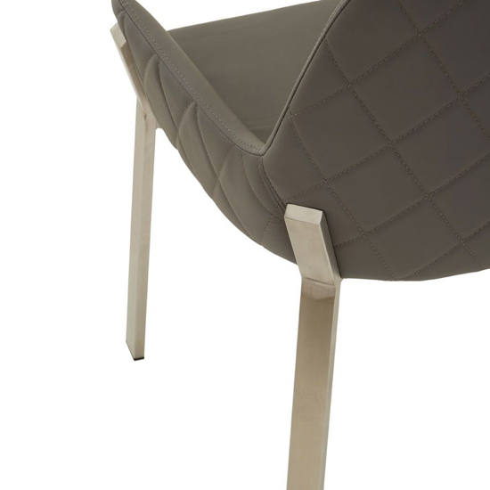 Gdynia Wooden Dining Chair With Silver Frame In Grey