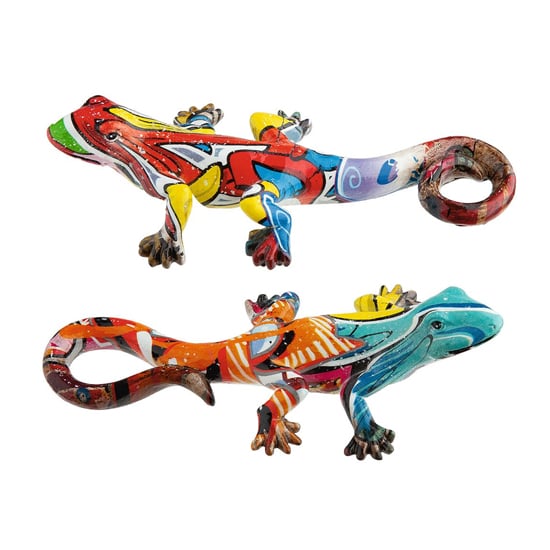 Read more about Gecko poly small set of 2 design sculpture in multicolour