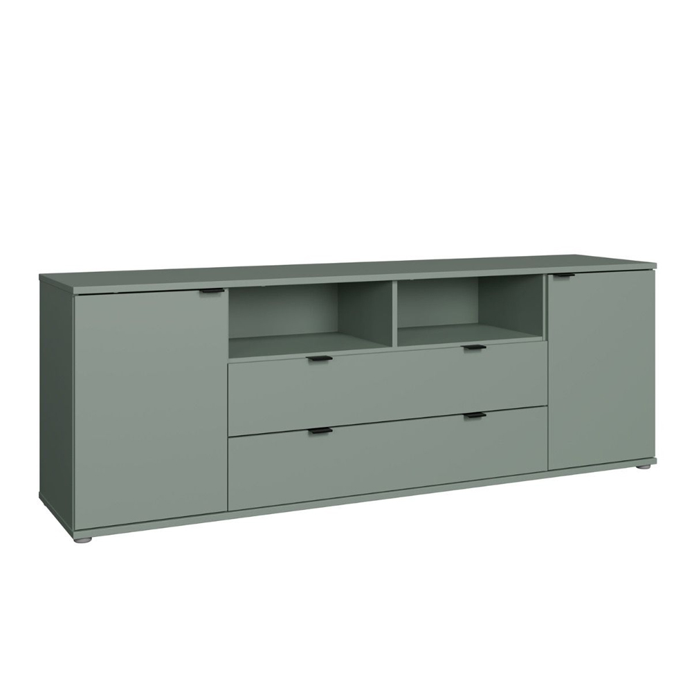 Gelion Large Wooden TV Stand with 2 Doors 2 Drawers in Sage Green
