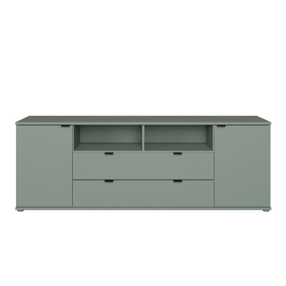 Gelion Large Wooden TV Stand with 2 Doors 2 Drawers in Sage Green