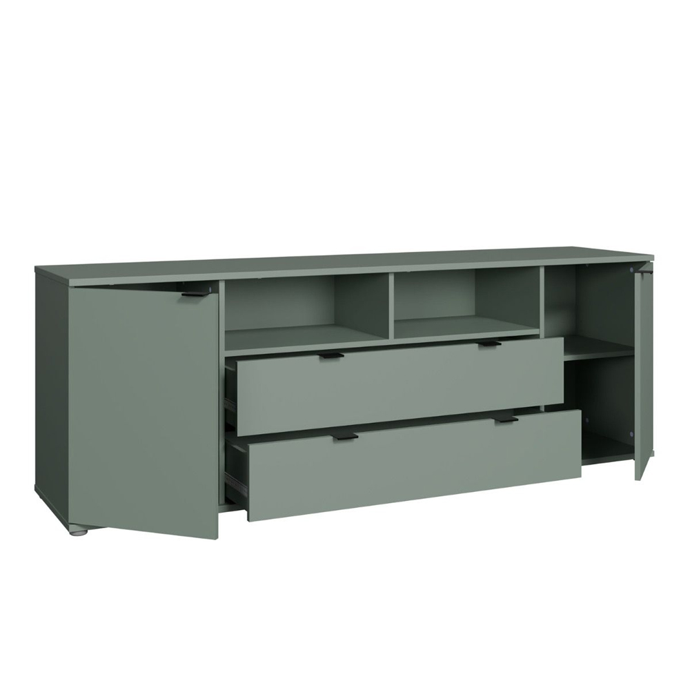 Gelion Large Wooden TV Stand with 2 Doors 2 Drawers in Sage Green
