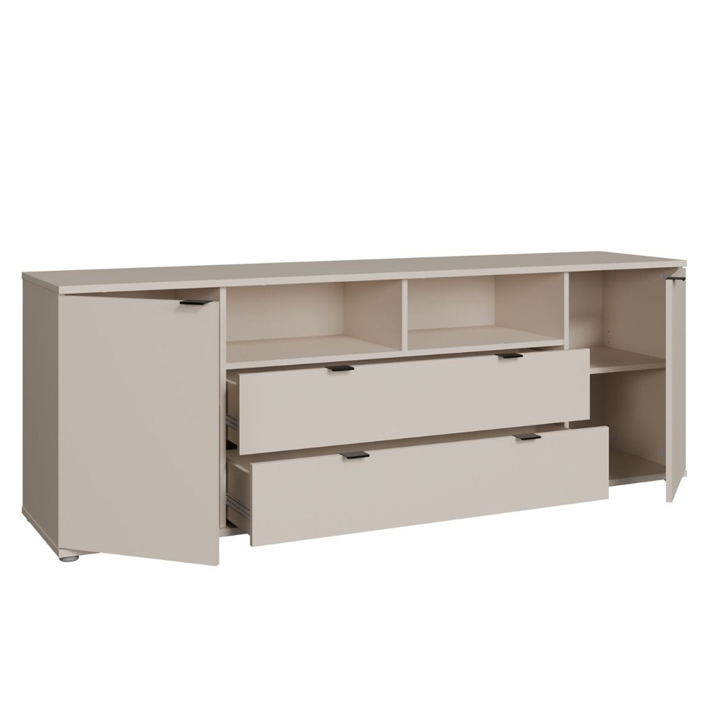 Gelion Large Wooden TV Stand with 2 Doors 2 Drawers in Sand