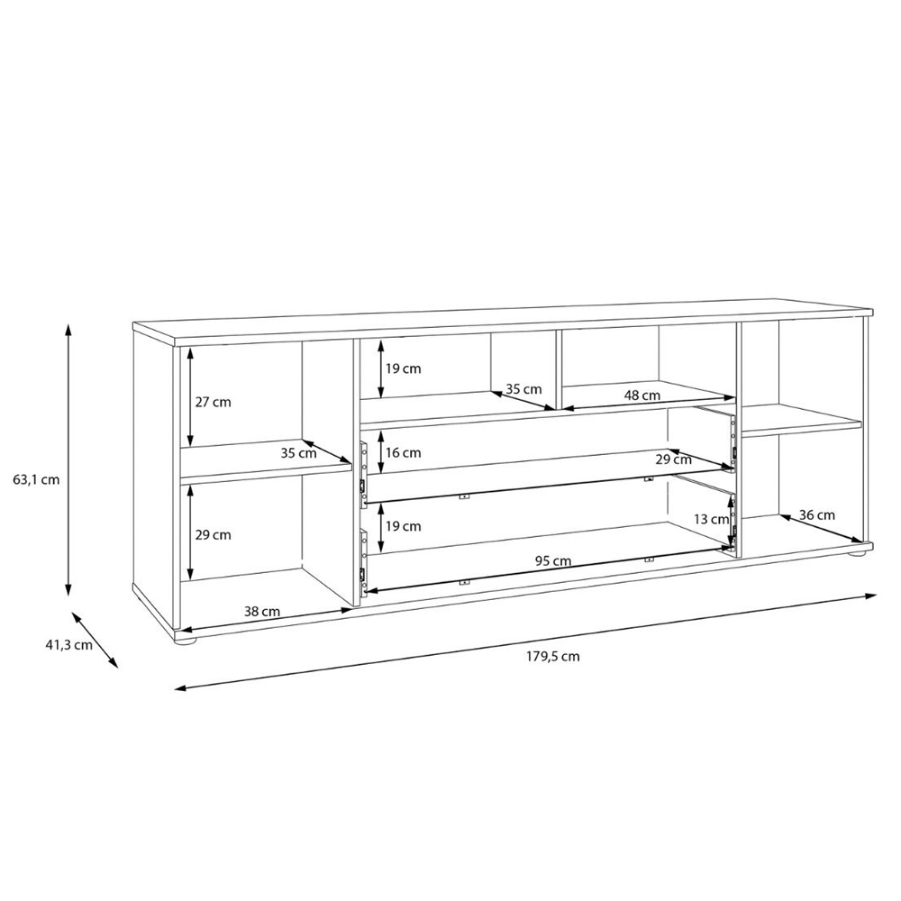 Gelion Large Wooden TV Stand with 2 Doors 2 Drawers in Sand