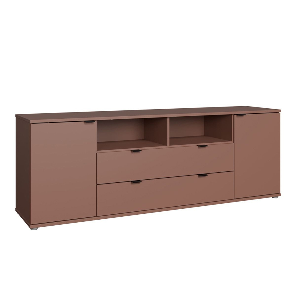 Gelion Large Wooden TV Stand with 2 Doors 2 Drawers in Terracotta