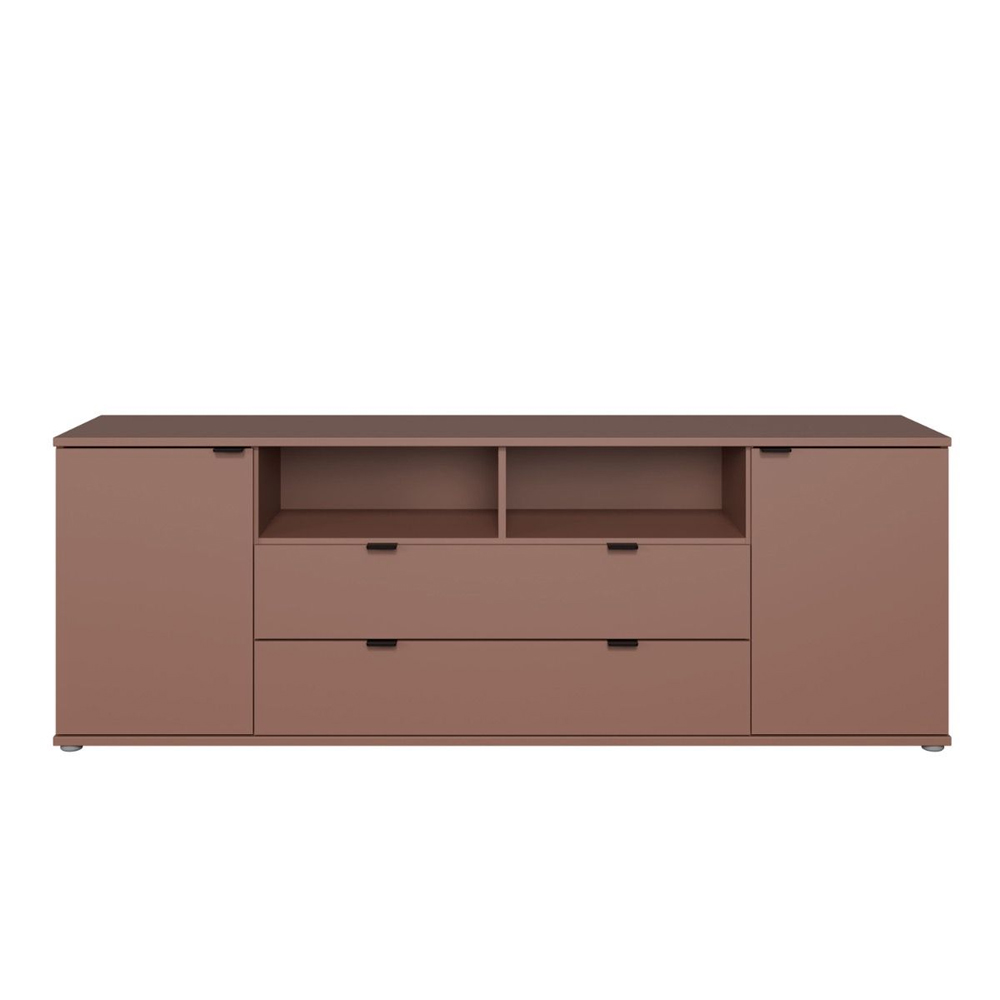 Gelion Large Wooden TV Stand with 2 Doors 2 Drawers in Terracotta