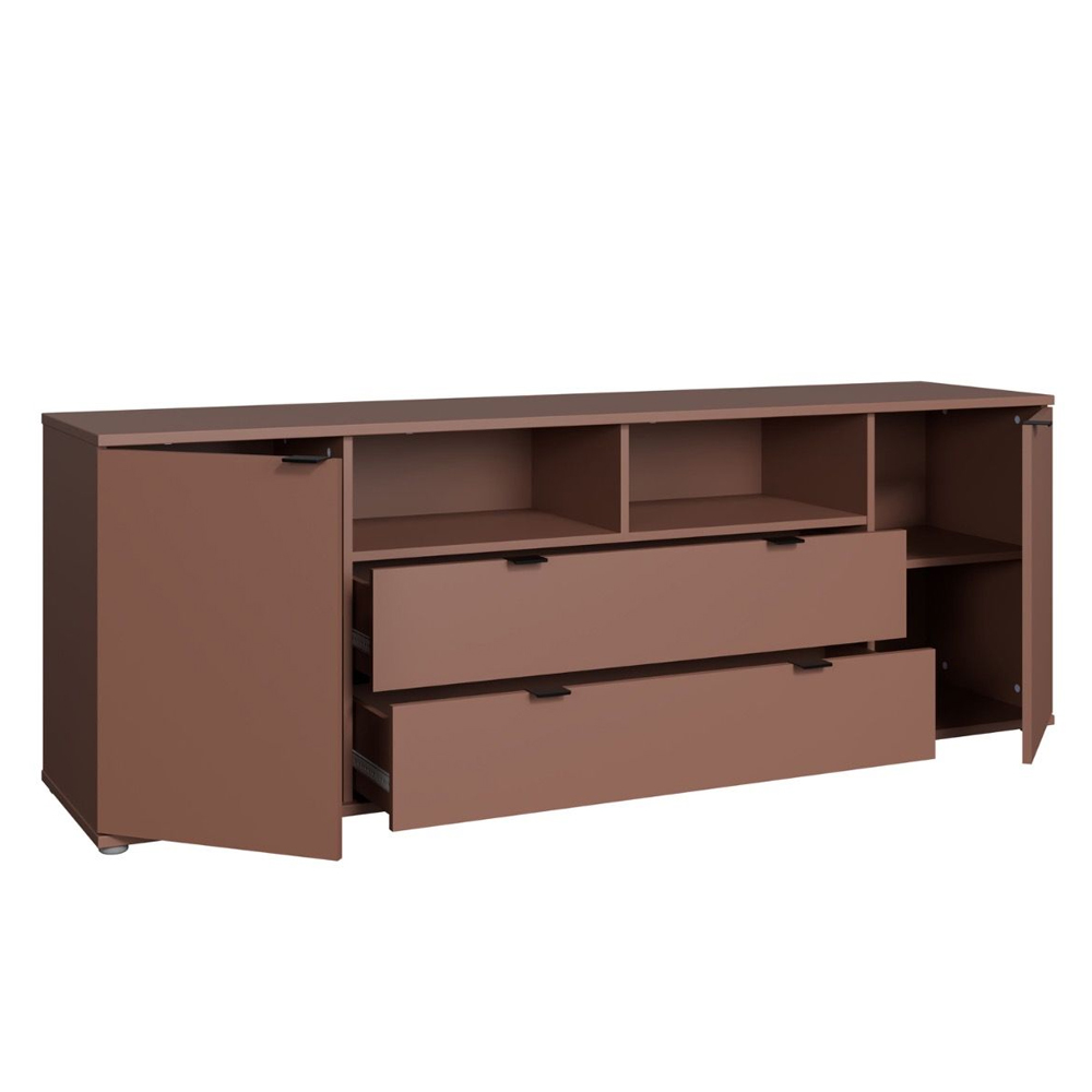 Gelion Large Wooden TV Stand with 2 Doors 2 Drawers in Terracotta