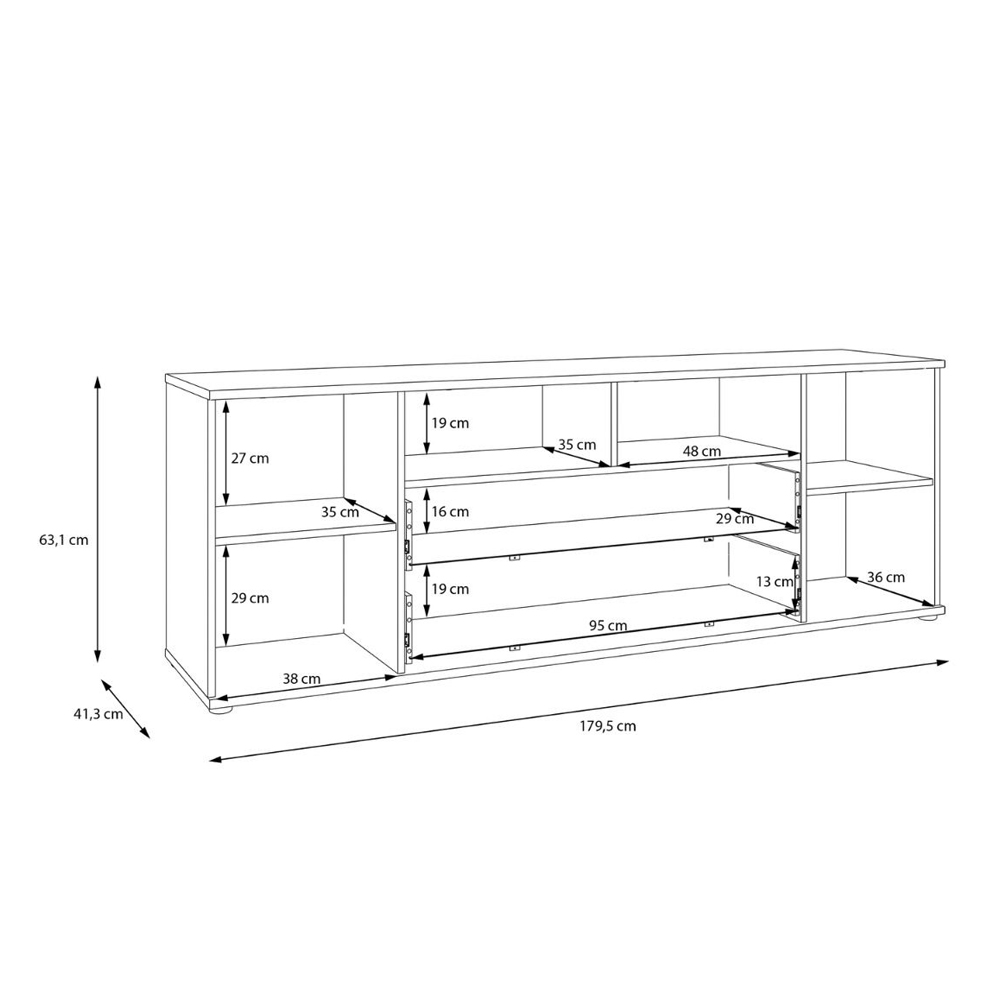 Gelion Large Wooden TV Stand with 2 Doors 2 Drawers in Terracotta