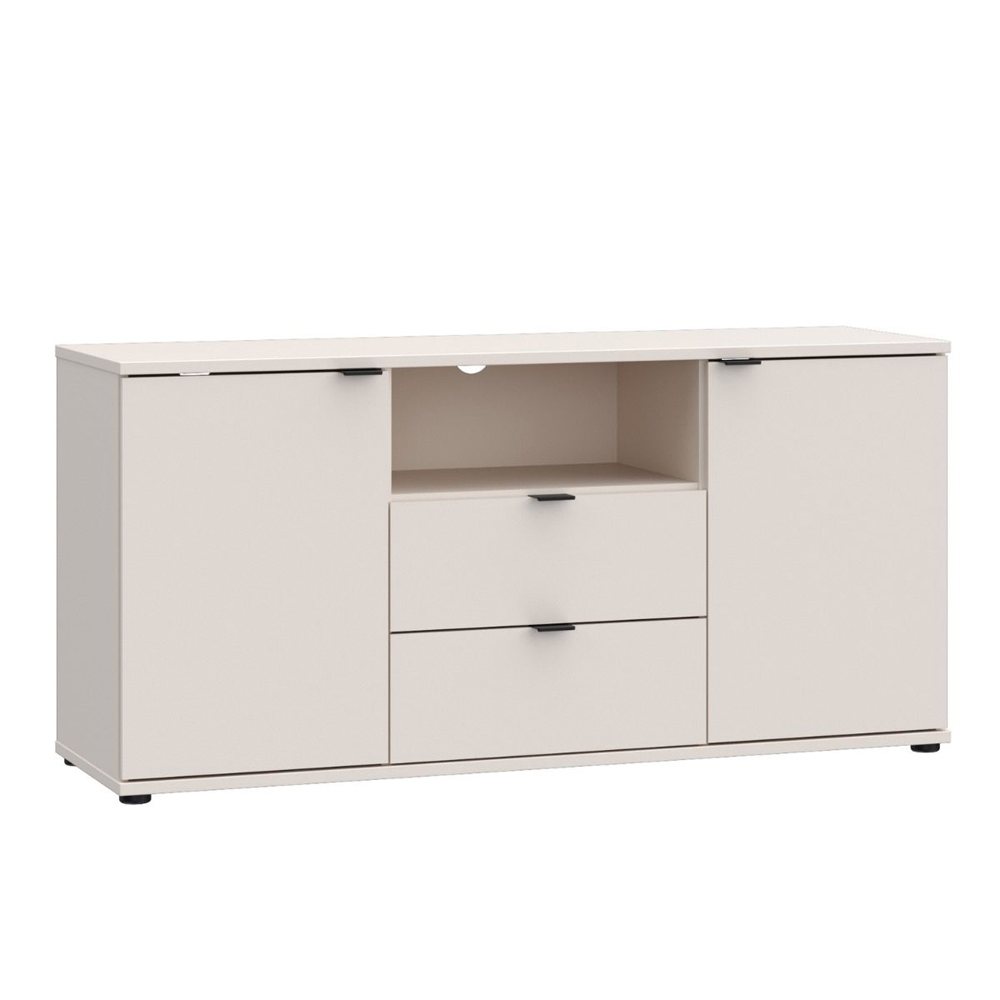 Gelion Small Wooden TV Stand with 2 Doors 2 Drawers in Sand