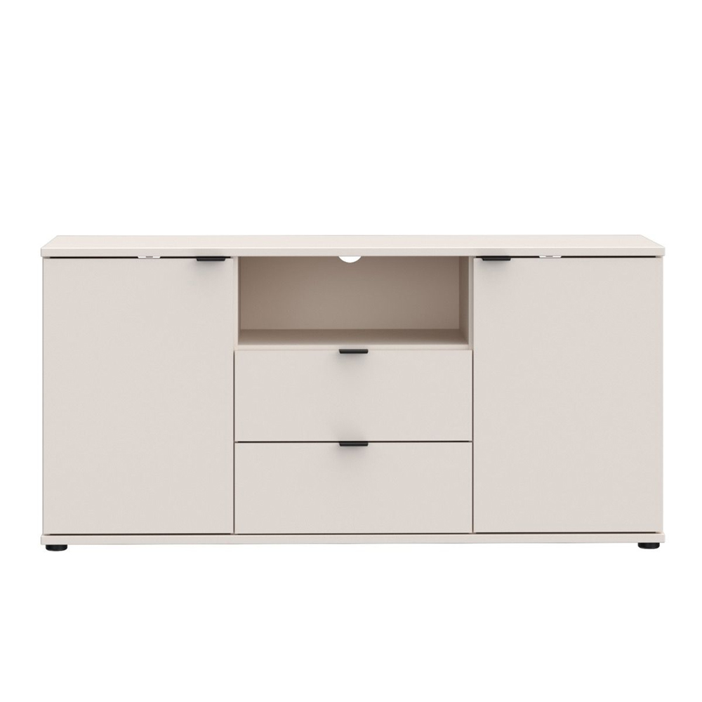 Gelion Small Wooden TV Stand with 2 Doors 2 Drawers in Sand