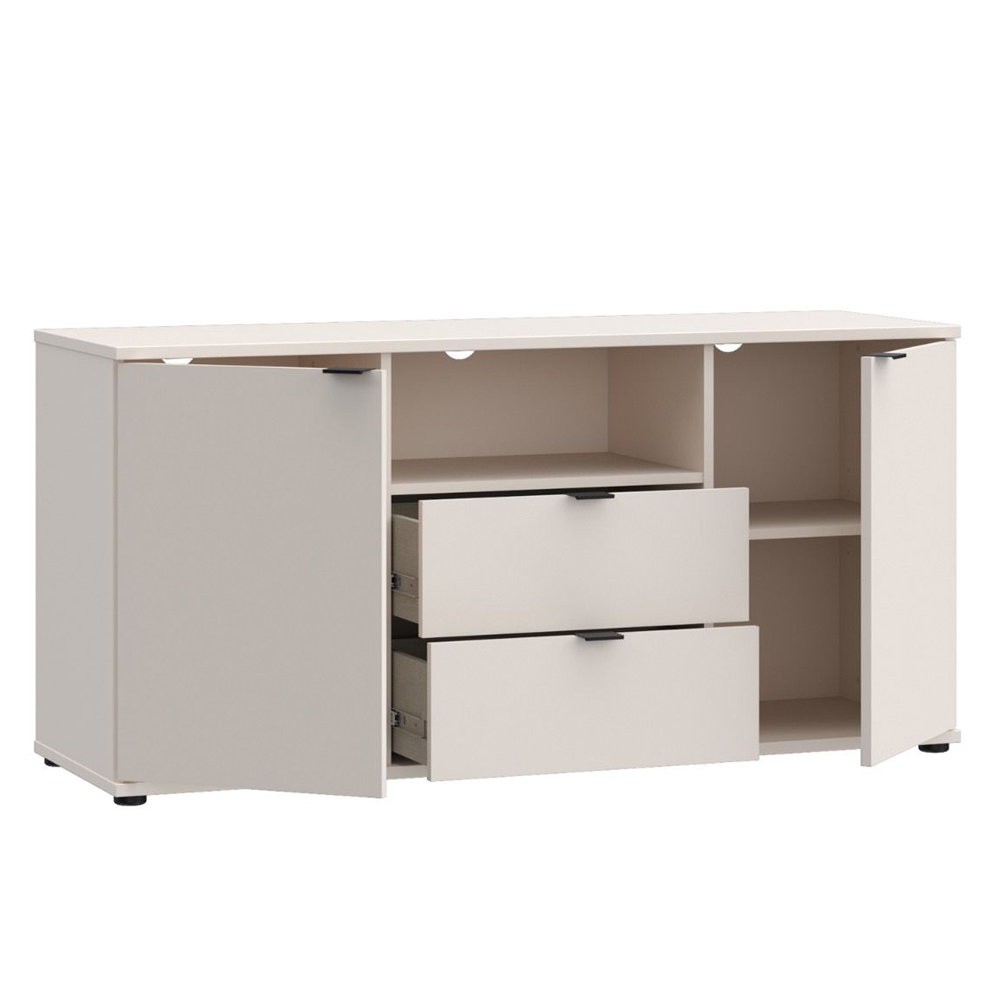 Gelion Small Wooden TV Stand with 2 Doors 2 Drawers in Sand