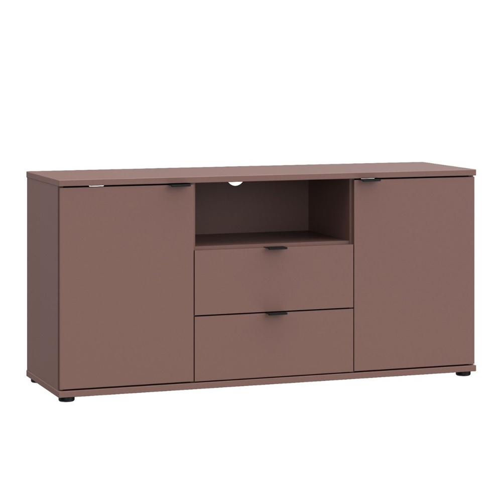 Gelion Small Wooden TV Stand with 2 Doors 2 Drawers in Terracotta