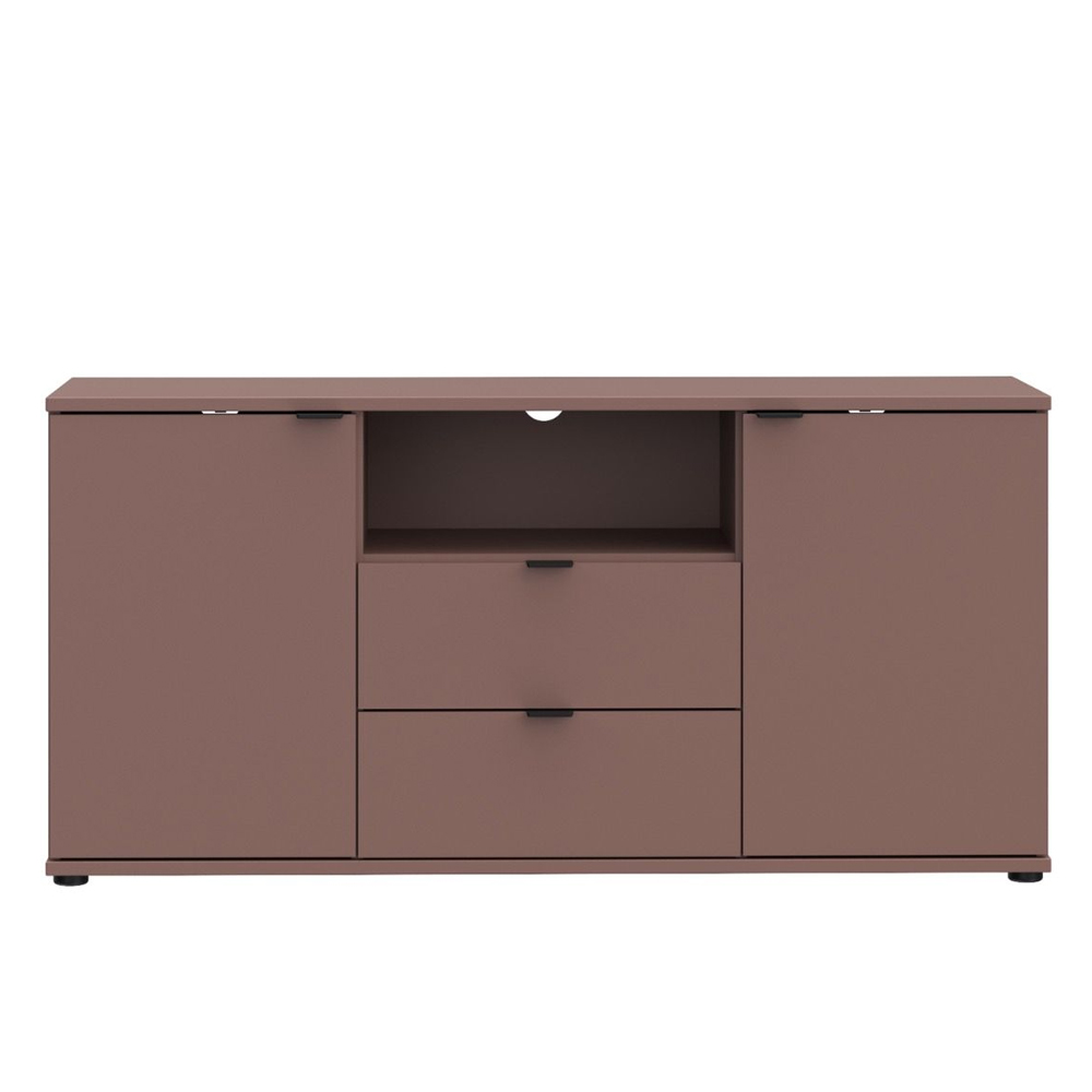 Gelion Small Wooden TV Stand with 2 Doors 2 Drawers in Terracotta