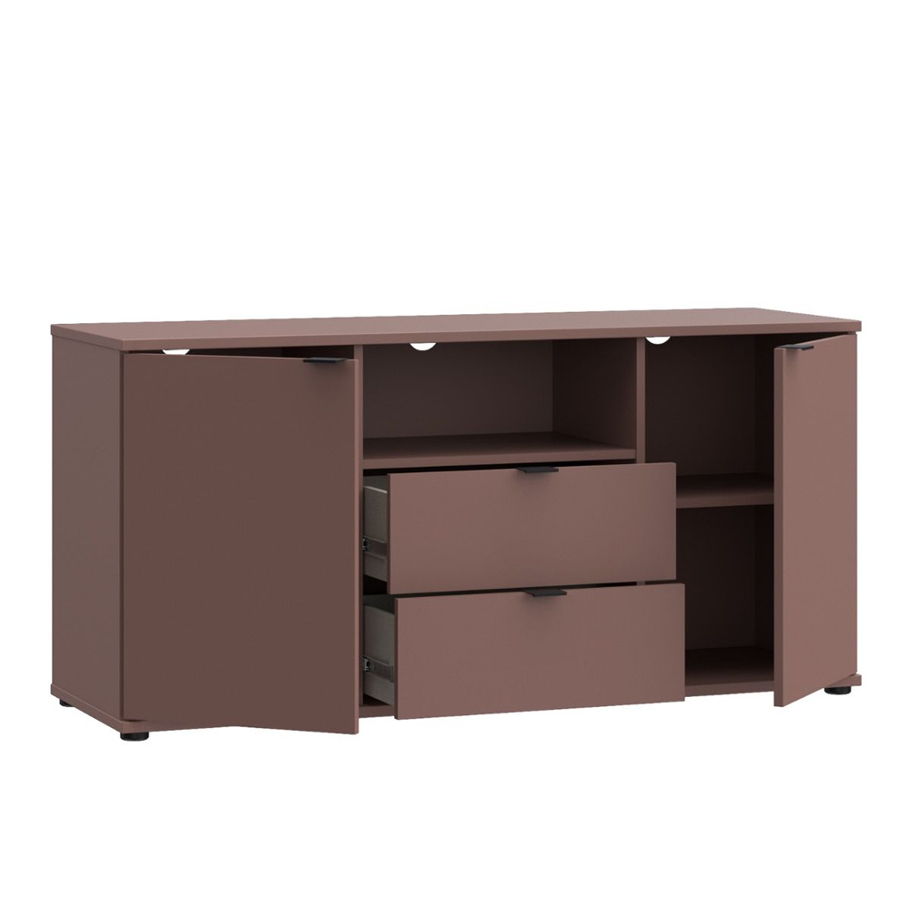 Gelion Small Wooden TV Stand with 2 Doors 2 Drawers in Terracotta