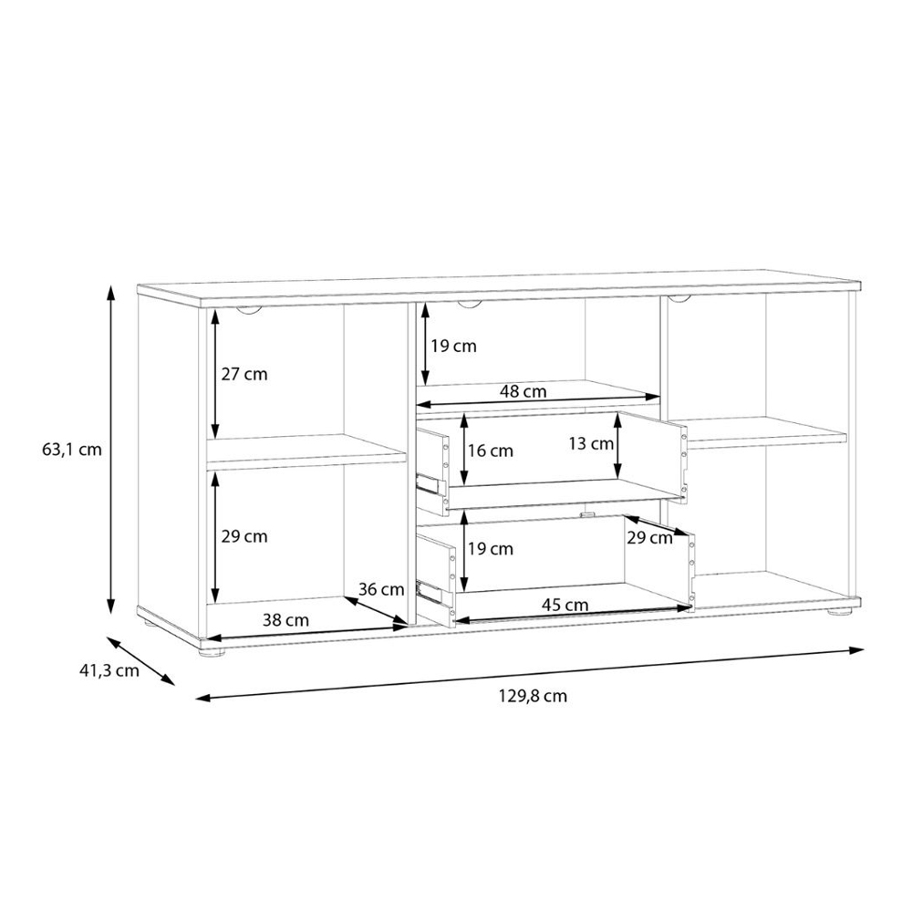 Gelion Small Wooden TV Stand with 2 Doors 2 Drawers in Terracotta