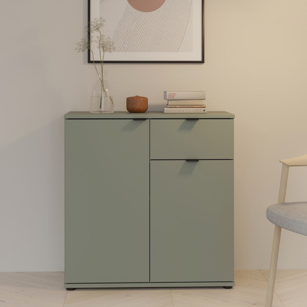Gelion Wooden Sideboard with 2 Doors 1 Drawer in Sage Green