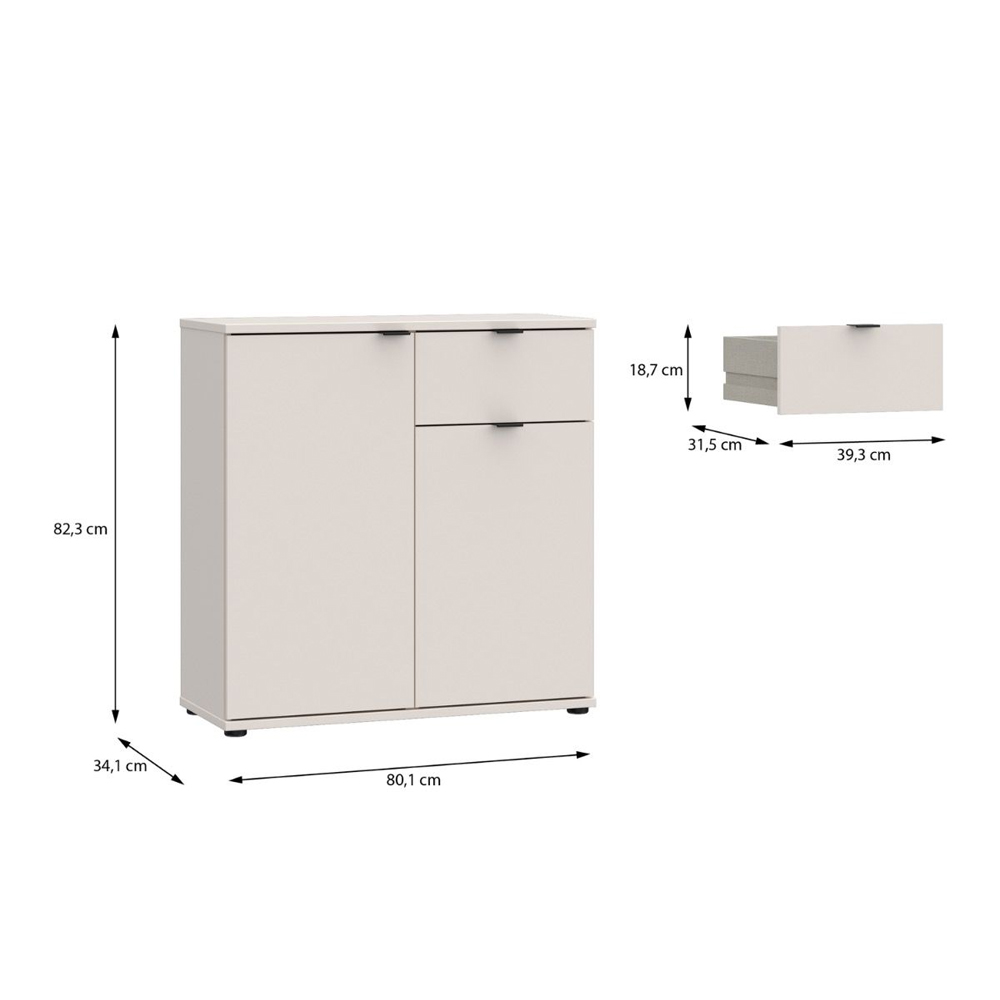 Gelion Wooden Sideboard with 2 Doors 1 Drawer in Sand