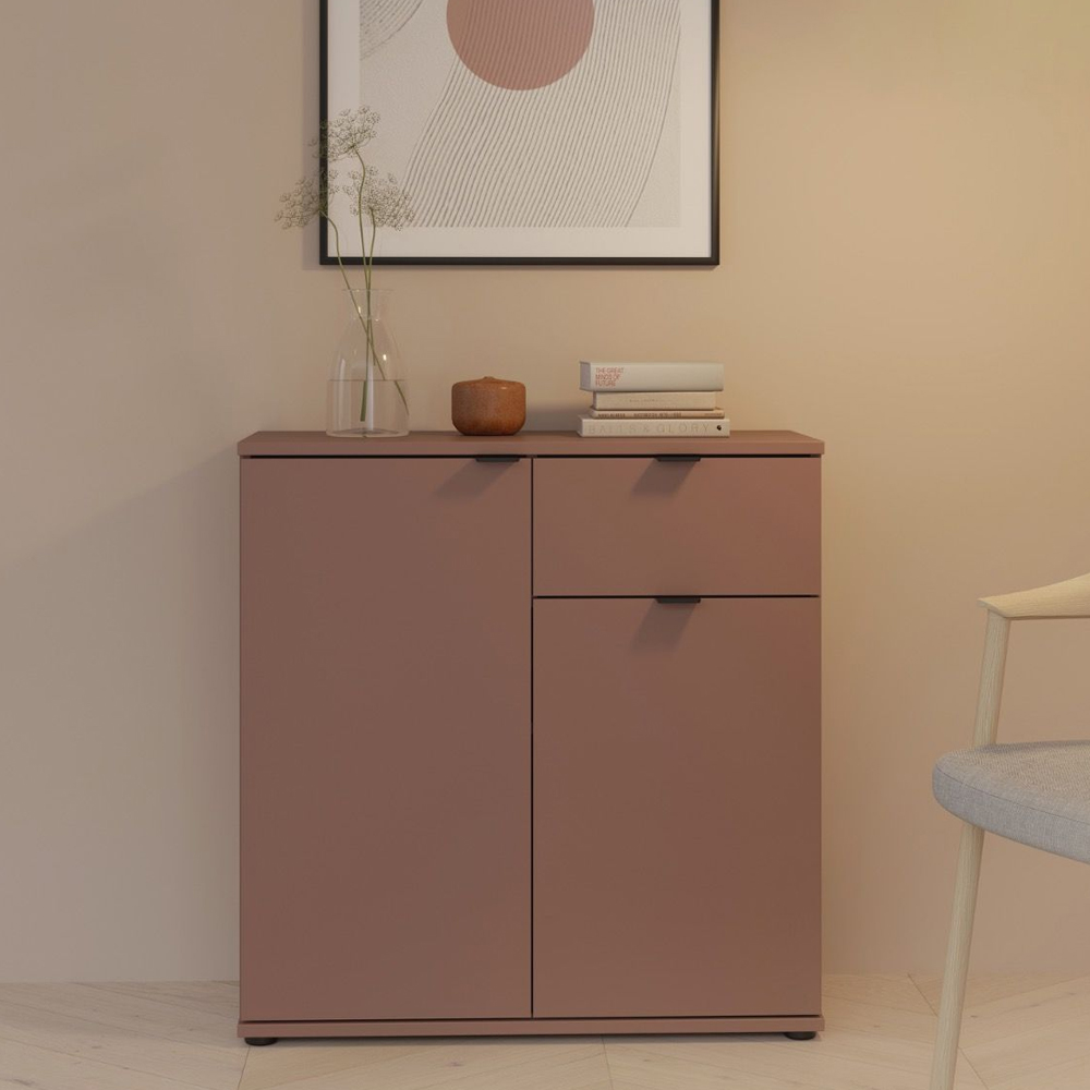 Gelion Wooden Sideboard with 2 Doors 1 Drawer in Terracotta