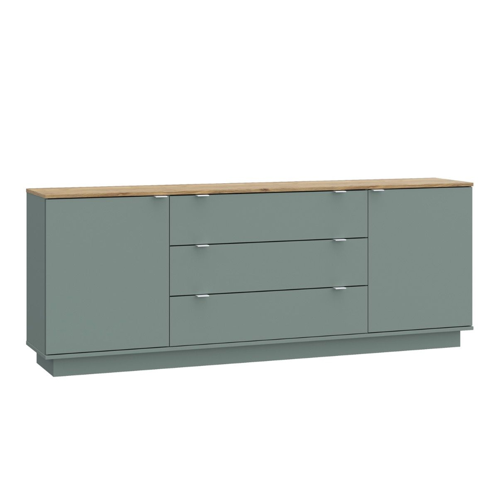 Gelion Wooden Sideboard with 2 Doors 3 Drawers in Mauvella Oak and Sage