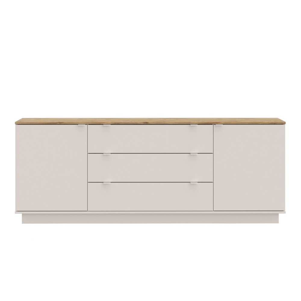 Gelion Wooden Sideboard with 2 Doors 3 Drawers in Mauvella Oak and Sand