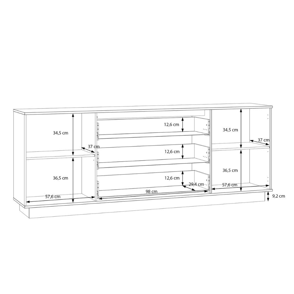 Gelion Wooden Sideboard with 2 Doors 3 Drawers in Mauvella Oak and Sand