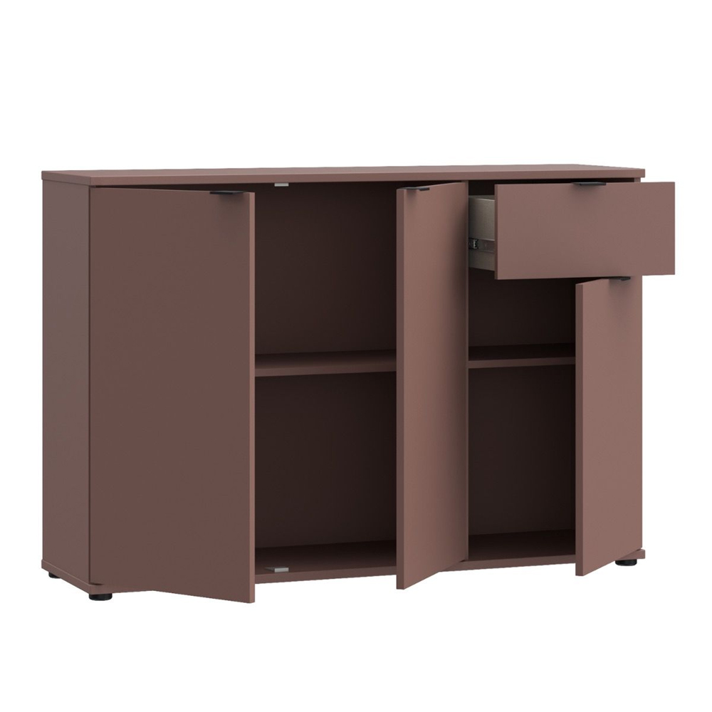 Gelion Wooden Sideboard with 3 Doors 1 Drawer in Terracotta