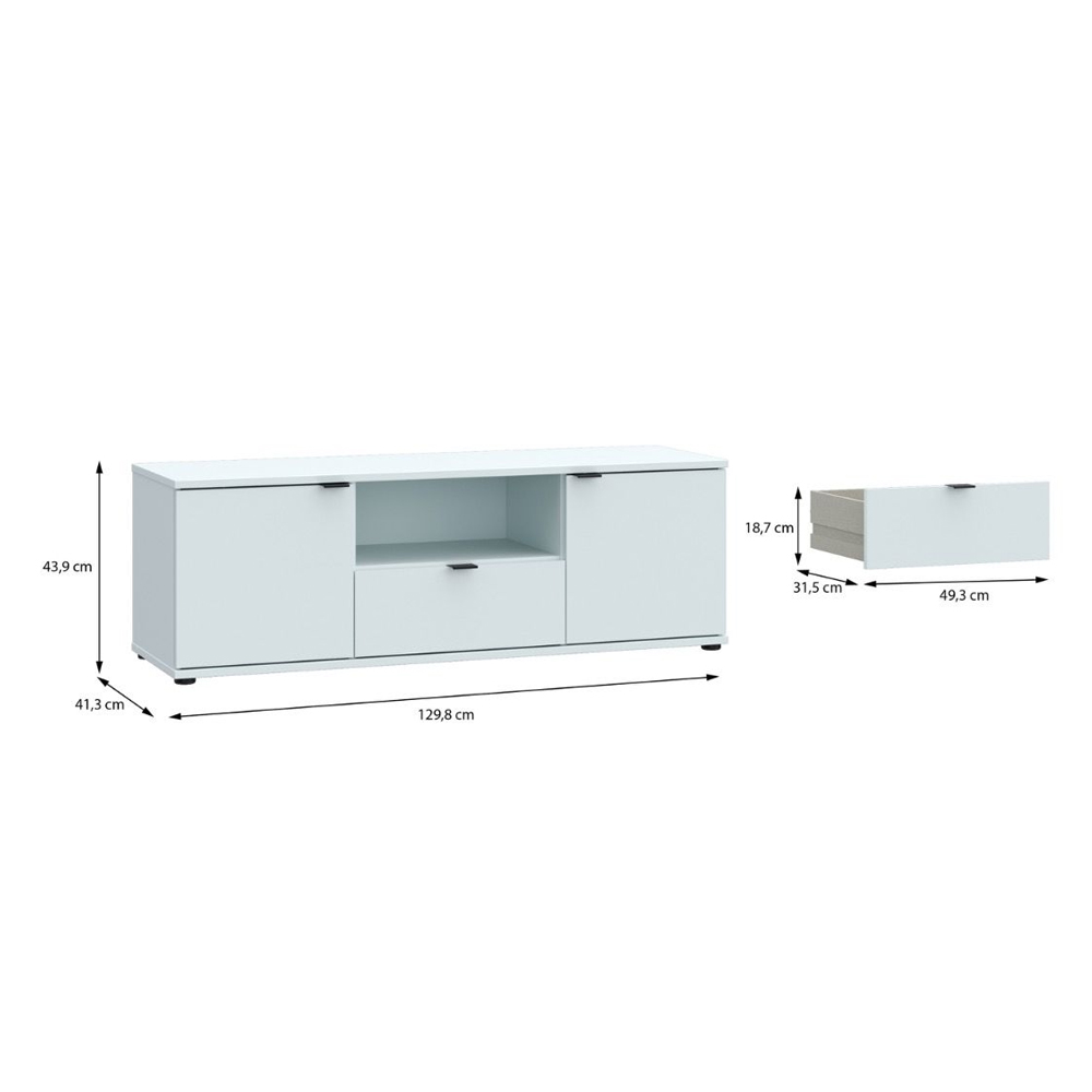 Gelion Wooden TV Stand with 2 Doors 1 Drawer in Light Grey
