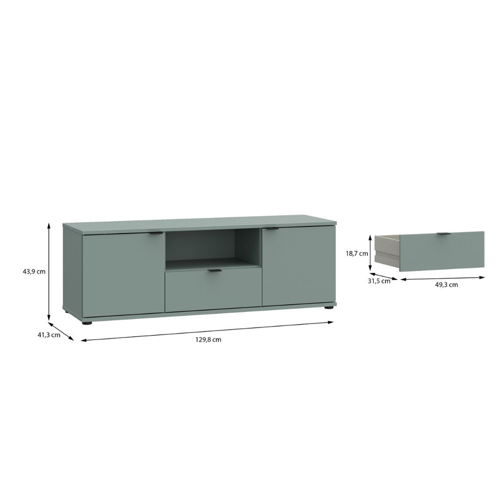 Gelion Wooden TV Stand with 2 Doors 1 Drawer in Sage Green