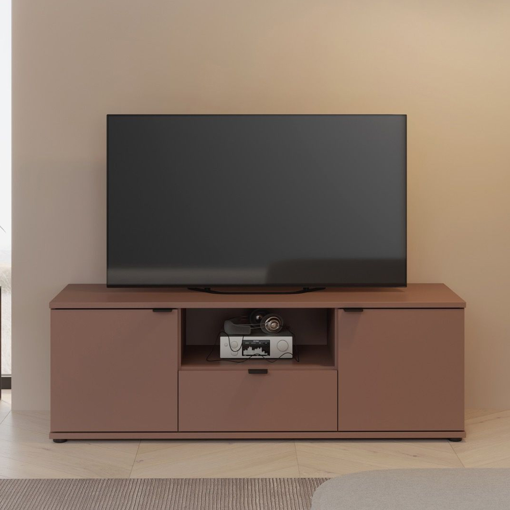 Gelion Wooden TV Stand with 2 Doors 1 Drawer in Terracotta