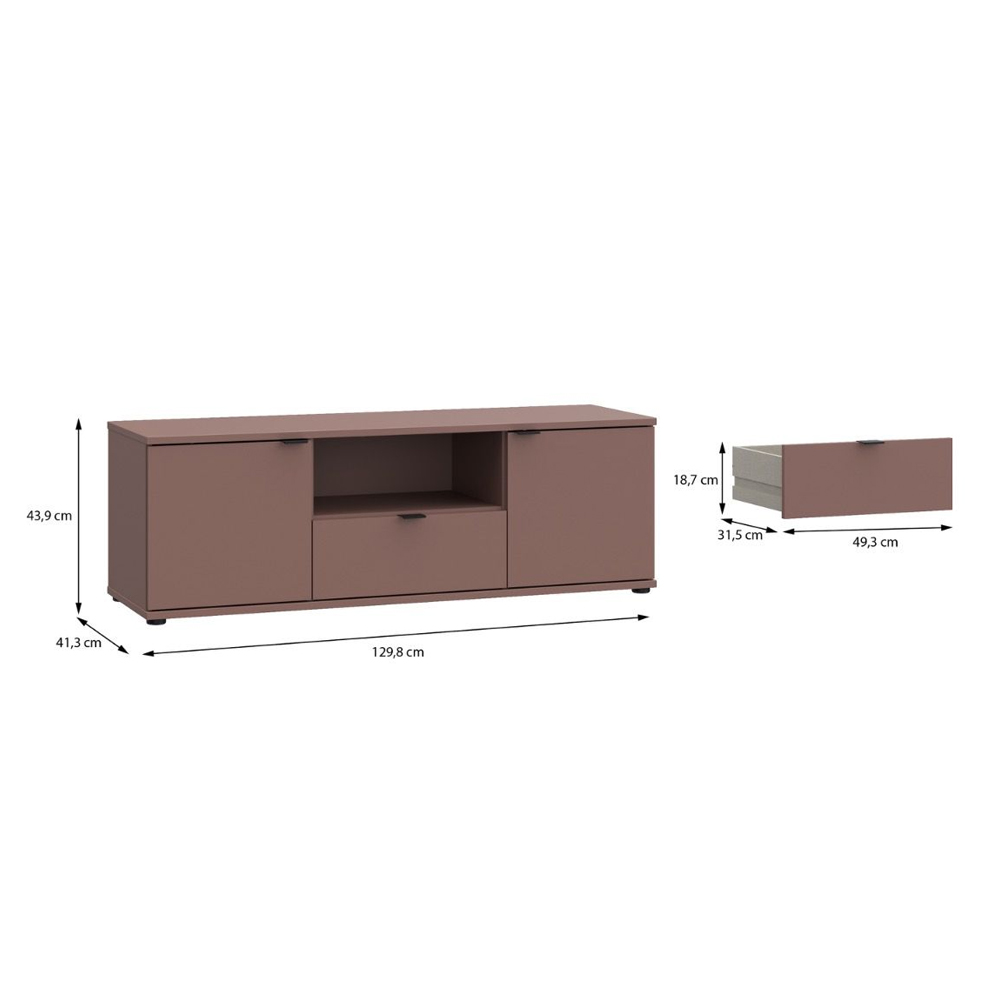 Gelion Wooden TV Stand with 2 Doors 1 Drawer in Terracotta