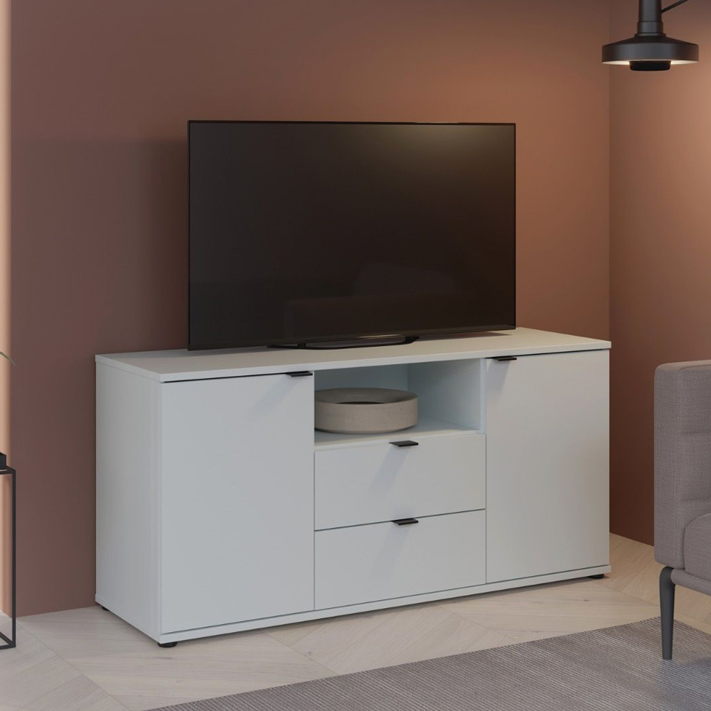 Gelion Wooden TV Stand with 2 Doors 2 Drawers in Light Grey