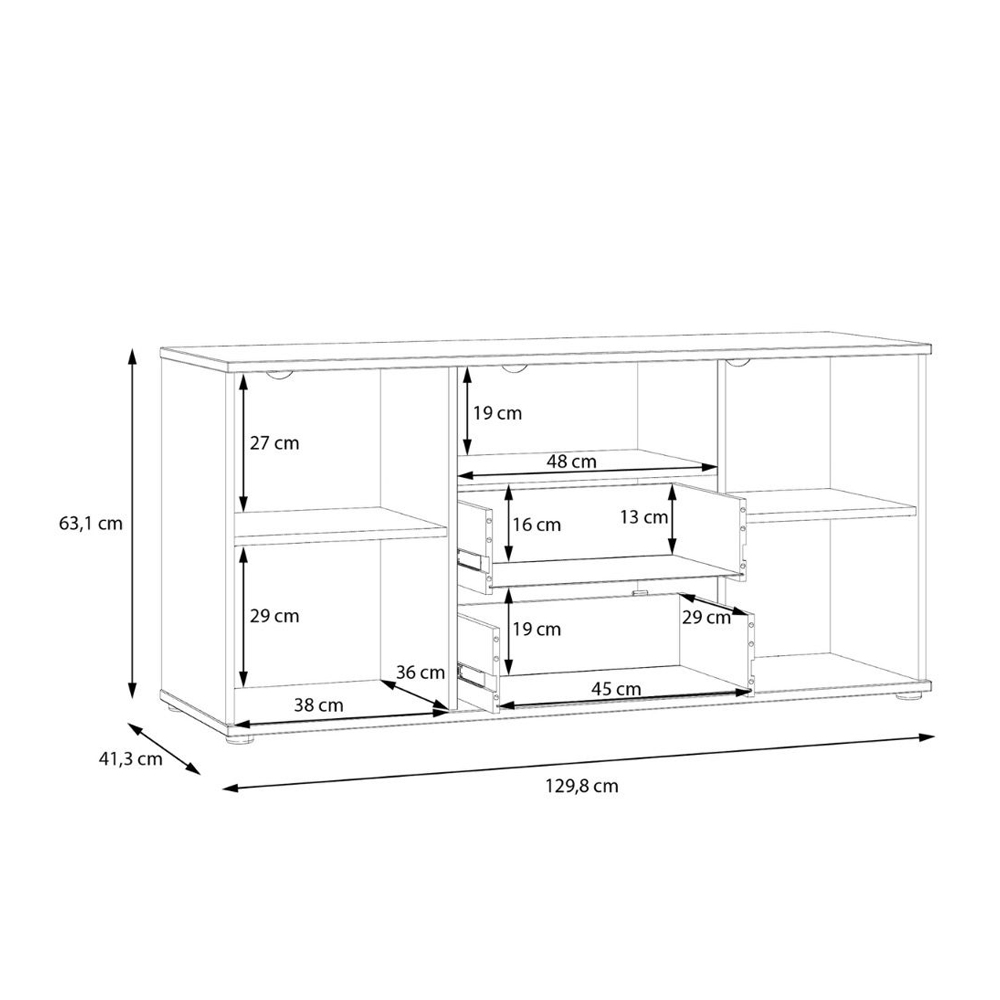 Gelion Wooden TV Stand with 2 Doors 2 Drawers in Light Grey