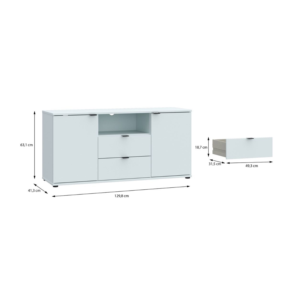 Gelion Wooden TV Stand with 2 Doors 2 Drawers in Light Grey